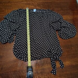 CeCe Black and White Polka Dot Off-Shoulder Blouse